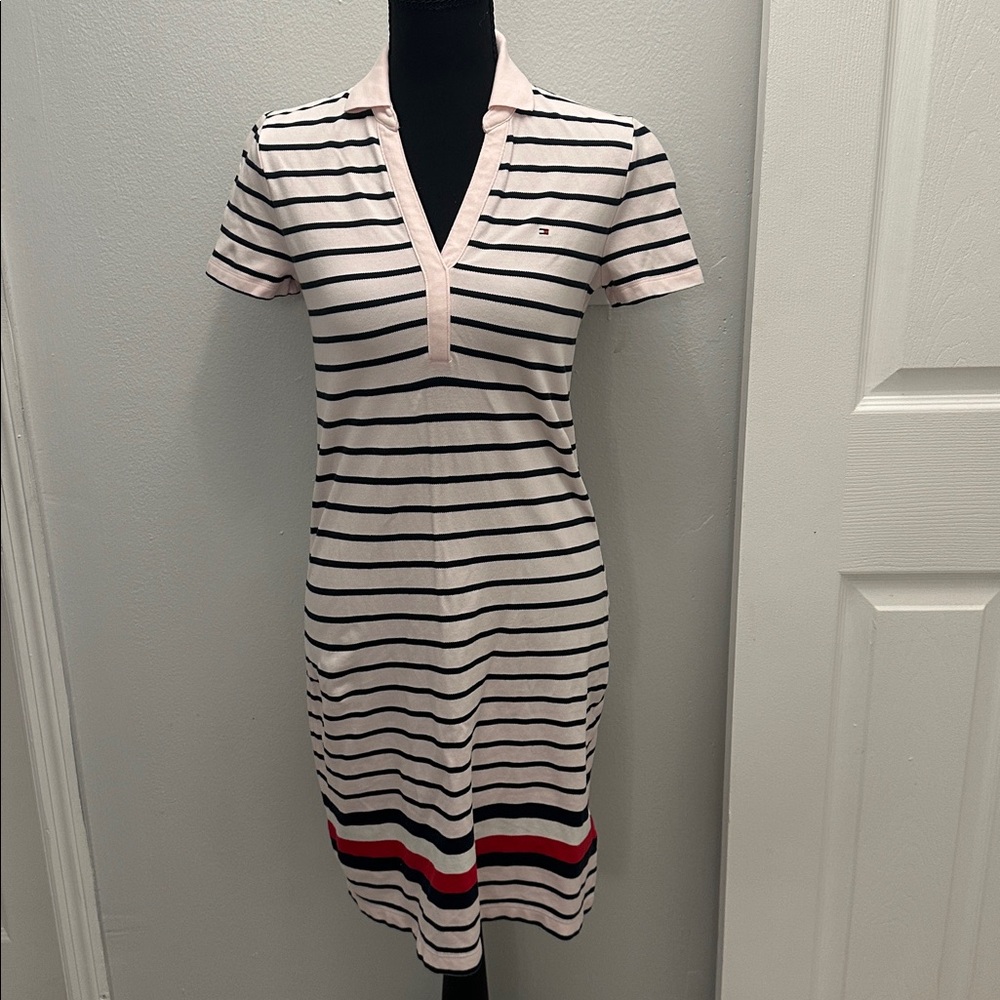 Tommy Hilfiger Pink and Navy Striped Mini Dress